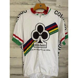 Colnago Jersey Top Men's 2XL White Graphic Print Hidden zip Short Raglan Sleeve